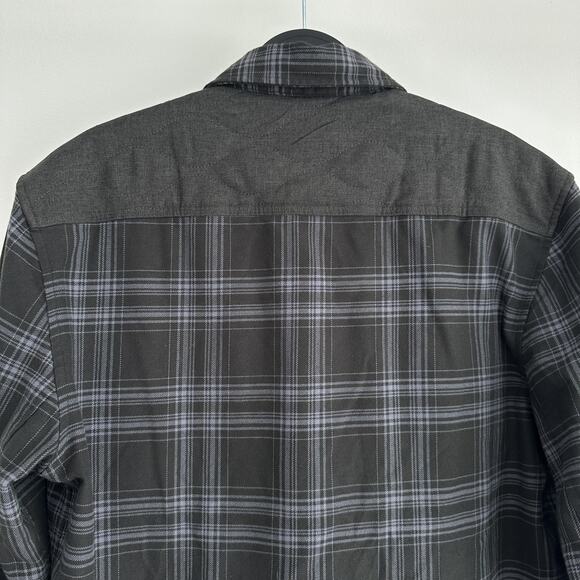 Howler Brothers Shirt Mens Medium Black Gray Quintana Quilted Flannel Plaid - Picture 7 of 11